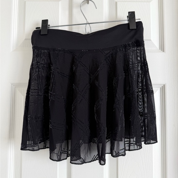 Mirella Black Elastic Mesh + Velvet Detail Ballet Skirt | Size Medium - Picture 12 of 13